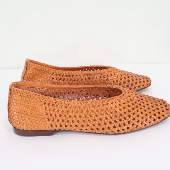 Madewell Mylie Ballet Flat Handwoven Leather Orange Brown Size 9 NWOB - Picture 3 of 5